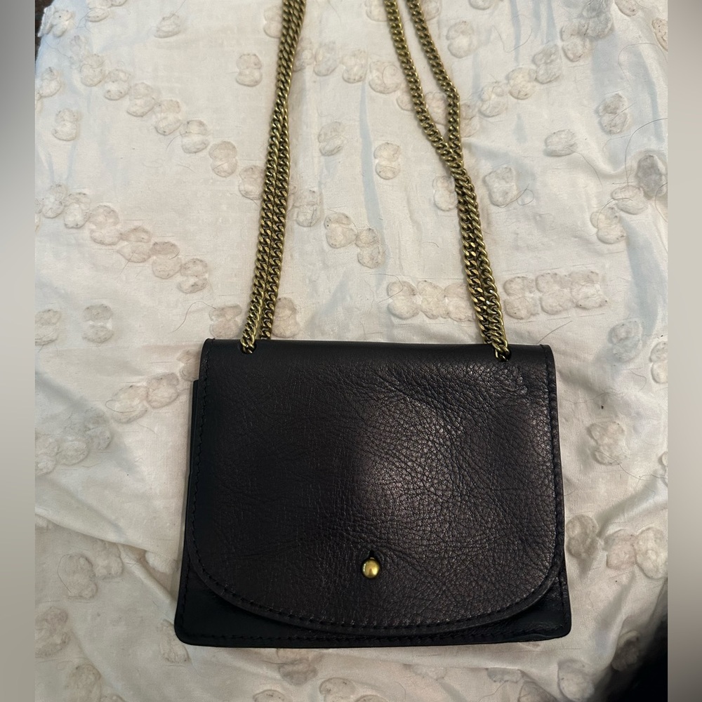 Small black leather Madewell cross body